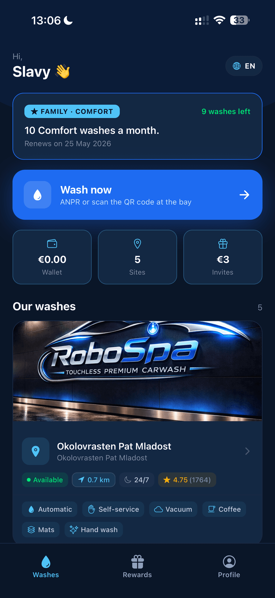 RoboSpa — schermata principale