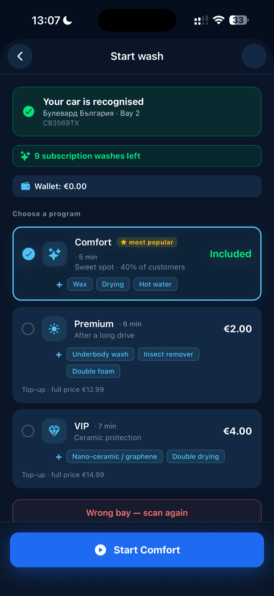 RoboSpa — scegli un programma